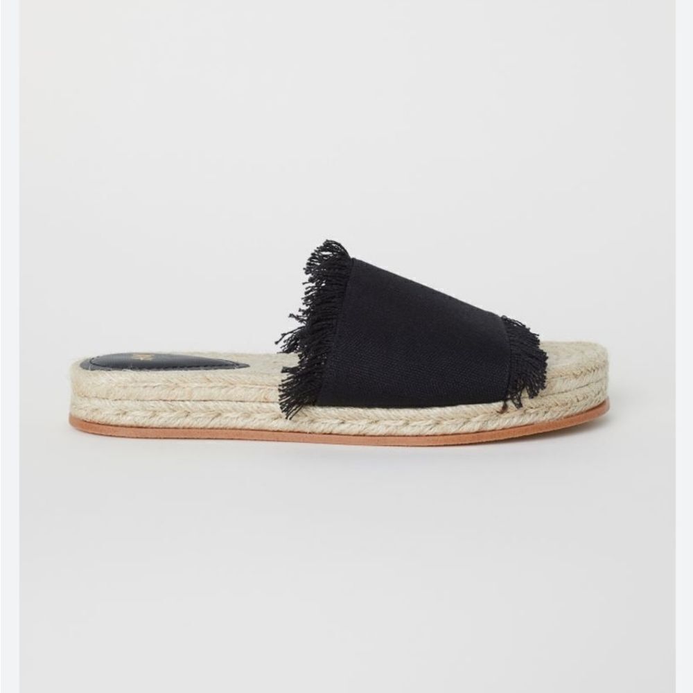 H&M Fringe Slide On Espadrille Sandals sz 6.5